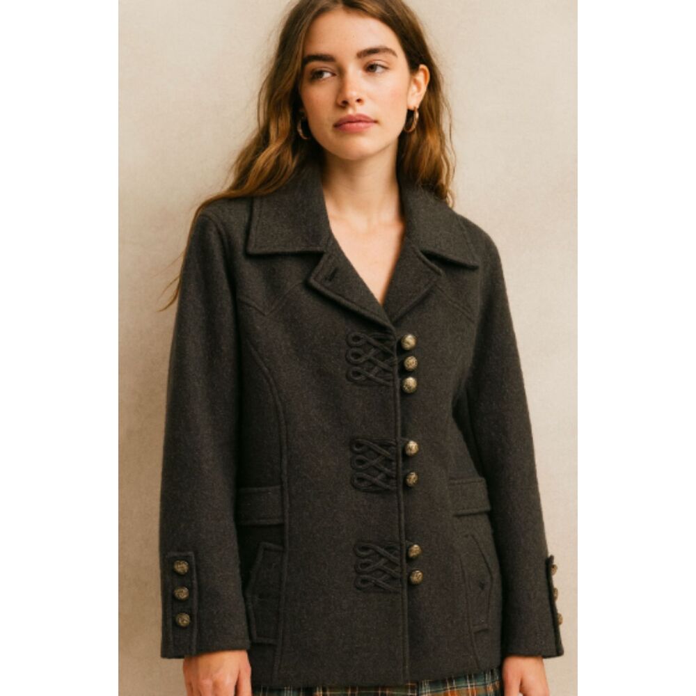 Carson Army‎ Green Boiled Wool Peacoat Size XL